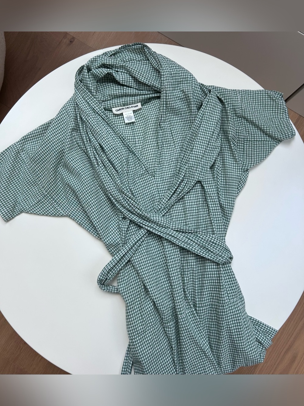 Caron Callahan sage green gingham Jocelyn dress size M